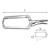 Pinza regolabile autobloccante con ganasce a collo di cigno