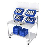 Postazione di lavoro frontale 2 ripiani con pannello informativo - Trilogiq