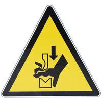 Cartello di pericolo quadrato Rischio di schiacciamento delle mani in alluminio - Manutan Expert