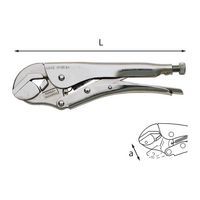 Pinza regolabile autobloccante con ganascia inferiore snodata