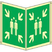 Bifacciale emergenza quadrato luminescente - punto raccolta