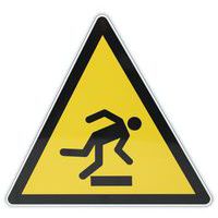 Cartello di pericolo - Rischio di caduta, ostacolo a terra - Alluminio