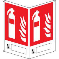 Cartello antincendio bifacciale verticale - n°estintore compilabile