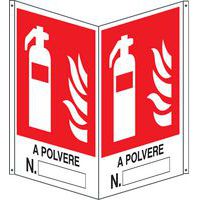 Cartello bifacciale verticale - numero estintore a polvere compilabile