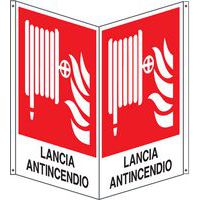 Cartello bifacciale verticale - lancia antincendio