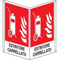 Cartello antincendio bifacciale verticale - estintore carrello