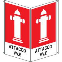 Cartello antincendio bifacciale verticale - attacco VVF