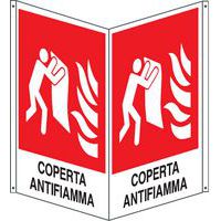 Cartello antincendio bifacciale verticale - coperta antifiamma