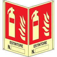 Bifacciale verticale Luminescente - n°estintore con testo