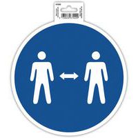 Cartello adesivo mantenere le distanze 20 cm blu - Exacompta