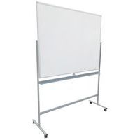 COSTWAY Lavagna Bianca Magnetica Mobile, Lavagna Cancellabile con Altezza Regolabile Girevole a 360°, con 4 Ruote Bloccabili, Doppia Faccia, 90 x 120 cm