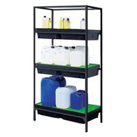 Scaffalatura stoccaggio chimici - con vasche grigliate in PE