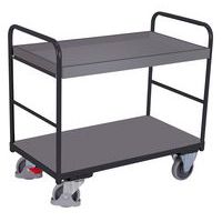 Carrello ergonomico con 2 ripiani in legno - Barre verticali - Portata 250 kg