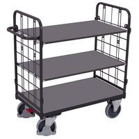 Carrello con 3 ripiani in legno - Barre verticali - Capacità 500 kg