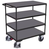 Carrello ergonomico con 4 ripiani in legno - Maniglia orizzontale - Capacità 500 kg