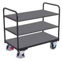 Carrello ergonomico con 3 ripiani in legno - Barre verticali - Portata 250 kg