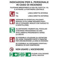 Cartello di indicazione - Indicazioni per il personale in caso di incendio