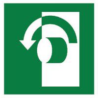 Cartello di emergenza - Girare la maniglia in senso antiorario