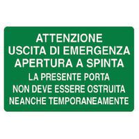 Cartello di emergenza - Uscita di emergenza apertura a spinta