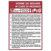 Cartello di indicazione - Norme da seguire in caso di incendio