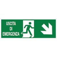 Cartello di emergenza - Uscita di emergenza in basso a destra (con scritta)