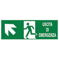 Cartello di emergenza - Uscita di emergenza avanti a sinistra (con scritta)
