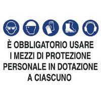 Cartello di obbligo - Obbligatorio usare i mezzi di protezione in dotazione
