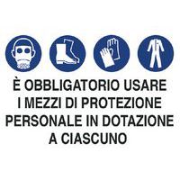 Cartello di obbligo - Obbligatorio usare i mezzi di protezione in dotazione