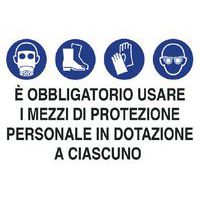 Cartello di obbligo - Obbligatorio usare i mezzi di protezione in dotazione a ciascuno