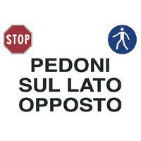 Cartello di obbligo - Pedoni sul lato opposto
