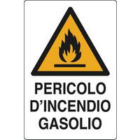 Cartello di pericolo - Pericolo d'incendio gasolio
