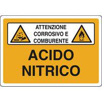 Cartello di pericolo - Acido Nitrico Attenzione corrosivo e comburente