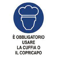 Cartello di obbligo - È obbligatorio usare la cuffia o il copricapo