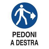 Cartello di pericolo - Pedoni a destra