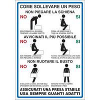 Cartello di indicazione - Come sollevare un peso