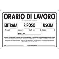 Cartello di indicazione - Orario di lavoro entrata/uscita