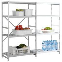 Novaliv 4 scaffali per cesti, colore nero, impilabili ed espandibili, scaffalature per dispensa, scaffalature per alimenti, cantina, per frutta, per mele, impilabili, in plastica