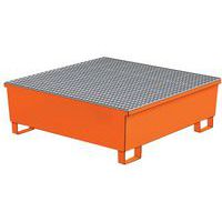 Vasca di raccolta conica in acciaio, Capacità (n.di fusti): 4, Griglia: si, Capacità di ritenzione: 440 L