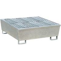 Vasca di raccolta conica in acciaio, Capacità (n.di fusti): 4, Griglia: si, Capacità di ritenzione: 440 L