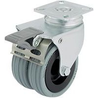 Rotella doppia con piastrina - Portata da 70 a 100 kg - Rotella girevole con freno