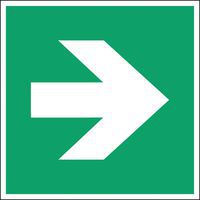 Cartello di evacuazione - emergenza quadrato - Freccia direzionale a destra - Rigido