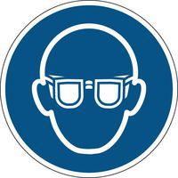 Cartello d’obbligo rotondo - Occhiali di protezione obbligatori - Rigido