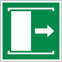 Cartello di evacuazione - Porta con scorrimento a destra - Alluminio