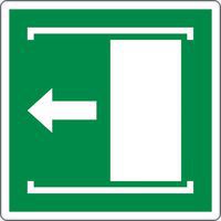 Cartello di evacuazione - Porta con scorrimento a sinistra - Alluminio