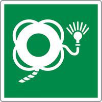 Cartello di evacuazione - Boa di salvataggio, cavo e segnale luminoso - Alluminio