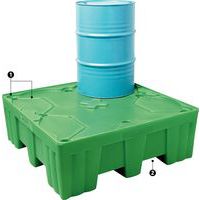 1 - ﻿Rilievo e spondine studiati per bloccare i fusti2 - ﻿Presa possibile sui 4 lati