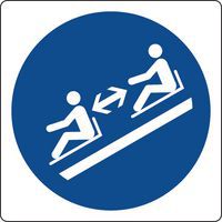 Cartello di obbligo - Mantenere la distanza tra le slitte