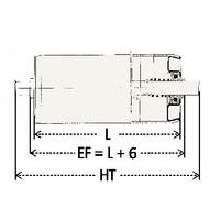- L: lunghezza rullo- EF: lunghezza rullo + 6 mm- HT: lunghezza totale = lunghezza rullo + 30 mm