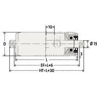 - D: Ø rullo- EF: lunghezza utile- L: lunghezza rullo- HT: lunghezza totale