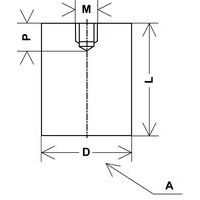 D: ØL: altezza totaleM: Ø filettatura femminaP: profondità filettatura femmina